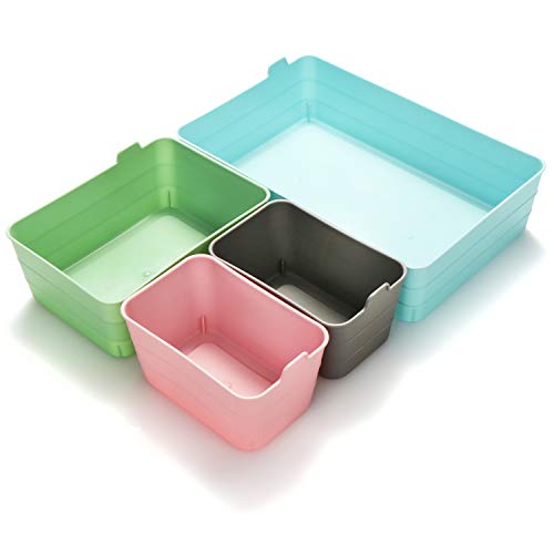 com-four® 4-teiliges Set Aufbewahrungsboxen - Schrank-Organizer in unterschiedlichen Größen - Aufbewahrungsbox für Schublade und Regal (4 Farben - 4 Stück) von com-four