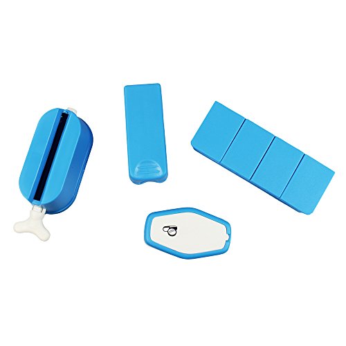 com-four® 4-teiliges Tabletten Zubehör Set Tablettendose - Mörser zum Zerkleinern von Tabletten - Tablettenteiler - Tubenpresse für Zahnpasta und Creme von com-four