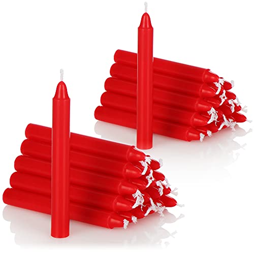 COM-FOUR® 40X Baumkerzen aus Wachs - Weihnachtsbaumkerzen, Christbaumkerzen, Pyramidenkerzen für Weihnachten - Kerzen klein - Ø 11 x 105 mm (40 Stück - rot) von com-four