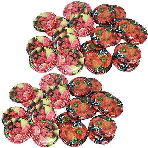 com-four® 40x Ersatzdeckel für Marmeladengläser "Obst" - Schraubdeckel für Sturzgläser und Einmachgläser - TO 66 mm [Auswahl variiert] (40 Stück - TO 66 mm Obst Mix) von com-four