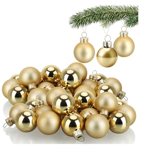 COM-FOUR® 40x Mini-Christbaumkugeln aus Glas - kleine Weihnachtskugeln für die Weihnachtsdekoration - Baumschmuck für den Weihnachtsbaum - Ø 3 cm von com-four