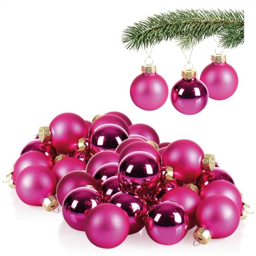 COM-FOUR® 40x Mini-Christbaumkugeln aus Glas - kleine Weihnachtskugeln für die Weihnachtsdekoration - Baumschmuck für den Weihnachtsbaum - Ø 3 cm von com-four
