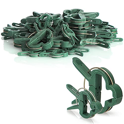 com-four® 60x Pflanzenklemmen - Rankhilfen zur Sicherung von Pflanzen - Pflanzenklammern in 2 Größen - Rankkäfige für Tomaten - Rosenklammern - grüne Pflanzenclips (060 Stück - Mix) von com-four