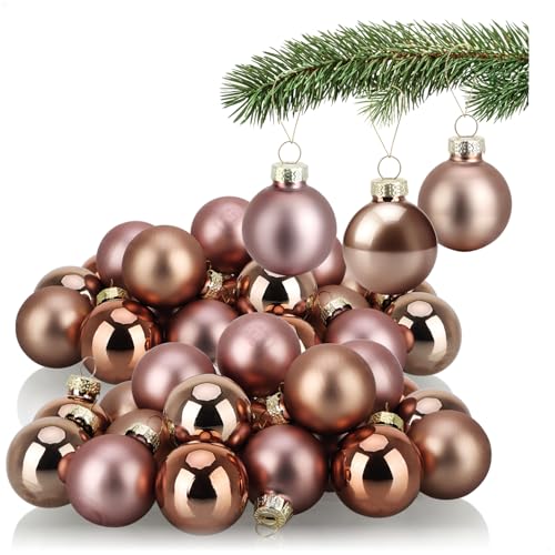 com-four® 40x Weihnachtskugel - Baumschmuck für die Weihnachtstanne - Mini-Glaskugeln Ø 3 cm - Weihnachtsdeko - kleine Christbaumkugeln aus echtem Glas für Weihnachten von com-four