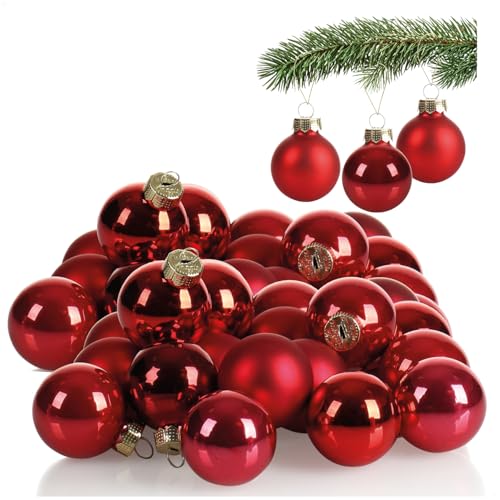 com-four® 40x Weihnachtskugel - Baumschmuck für die Weihnachtstanne - Mini-Glaskugeln Ø 3 cm - Weihnachtsdeko - kleine Christbaumkugeln aus echtem Glas für Weihnachten von com-four