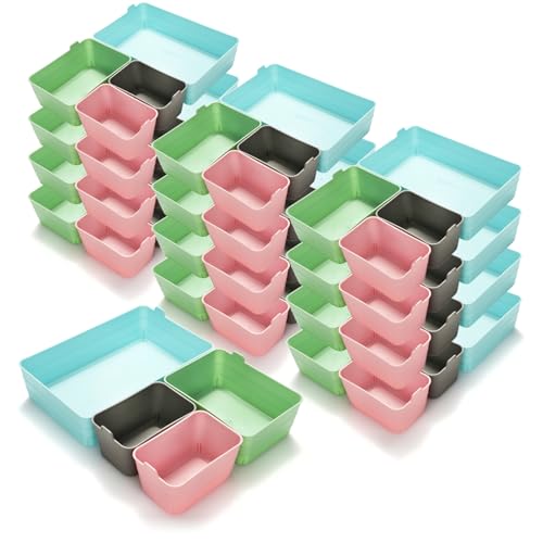 com-four® 48-teiliges Set Aufbewahrungsboxen - Schrank-Organizer in unterschiedlichen Größen - Aufbewahrungsbox für Schublade und Regal (4 Farben - 48 Stück) von com-four