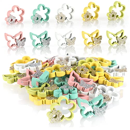 com-four® 48-teiliges Set Blume und Schmetterling - Streudeko aus Holz mit Glitzer - Tischdeko - Frühlingsdekoration (48 Stück Ostern - Glitzer) von com-four