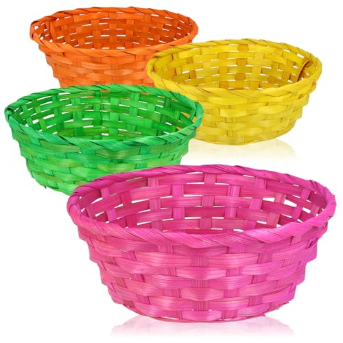 com-four® 4x Bastkorb in bunten Farben zur Dekoration - Osterdeko - Körbchen für Ostereier, Brötchen, Snacks und Schlüssel - Osternest (4 Stück - bunt) von com-four