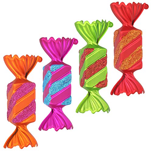 com-four® 4X Christbaumanhänger Bonbon - Weihnachtskugel Geschenkbonbon - Christbaumschmuck in Bonbon-Form für die Weihnachtsbaum-Dekoration - bruchfester Baumschmuck von com-four