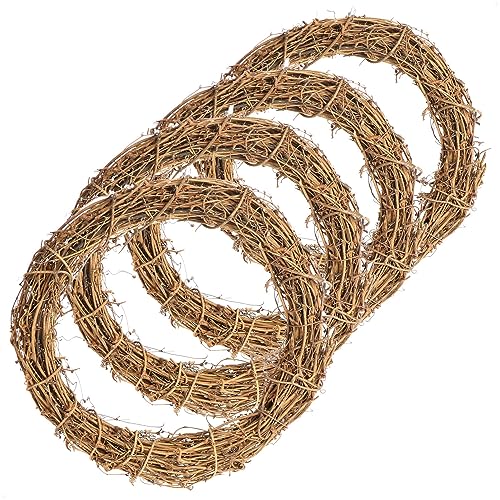 com-four® 4X DIY Deko Holz-Kranz zum basteln - Kranz aus Rattan zum Dekorieren von Fenstern, Tische und Türen (4 Stück - Kranz Ø30cm Hellbraun) von com-four