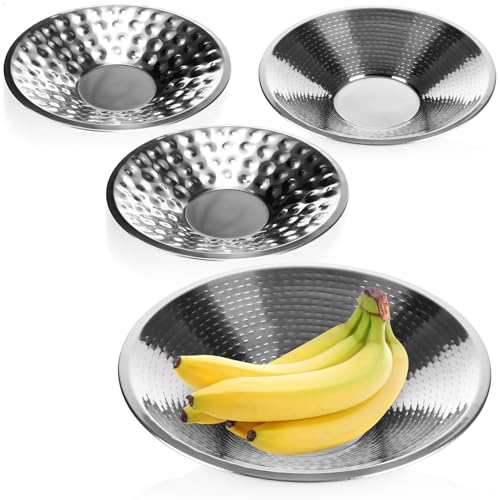 com-four® 4X Deko-Schale aus Metall - dekorative Design-Schüssel - Schale mit Hammerschlagdesign als Tischdeko, Obstschale, Servierplatte [Auswahl variiert] (Hammerschlag - 4 Stück) von com-four