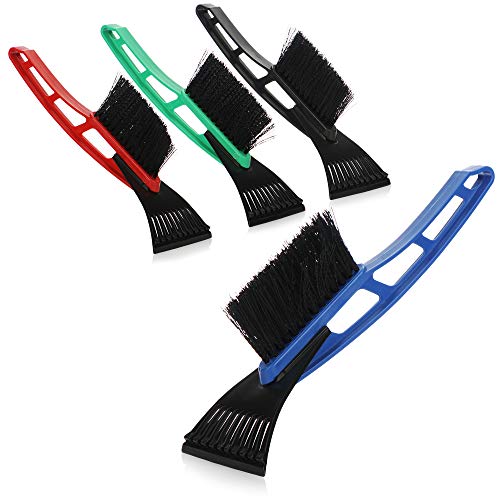 com-four® 4X Eiskratzer mit Besen in bunten Farben, Eisschaber, Scheibenkratzer [Auswahl variiert] (04 Stück - Eiskratzer mit Besen) von com-four