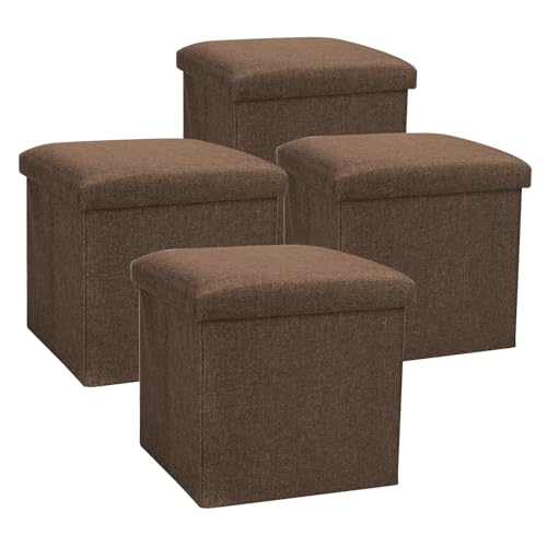 com-four® 4X Faltbarer Hocker - Sitzhocker mit Stauraum - Aufbewahrungsbox zum Sitzen - 40 L von com-four