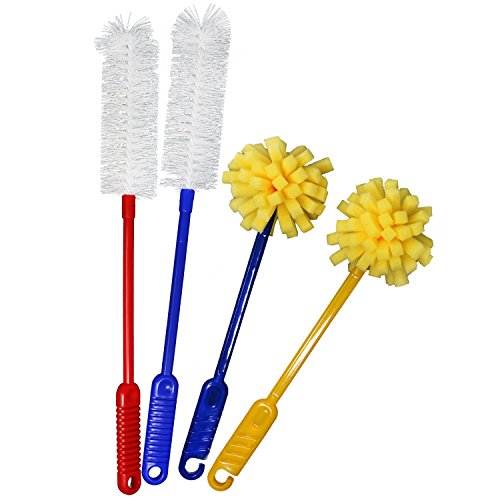 com-four® 4X Flaschenbürste in verschiedenen Größen zur Reinigung von Flaschen und Gläsern - Reinigungsbürsten in vielen Farben [Auswahl variiert] (04-teilig - Mix Set) von com-four