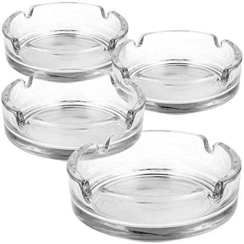 com-four® 4X Aschenbecher aus Glas - Abascher für Haushalt und Gastronomie - Glasaschenbecher für Zigaretten - Rauchwarensammler aus 5 mm dickem Glas - Tischaschenbecher (04 Stück - transparent) von com-four