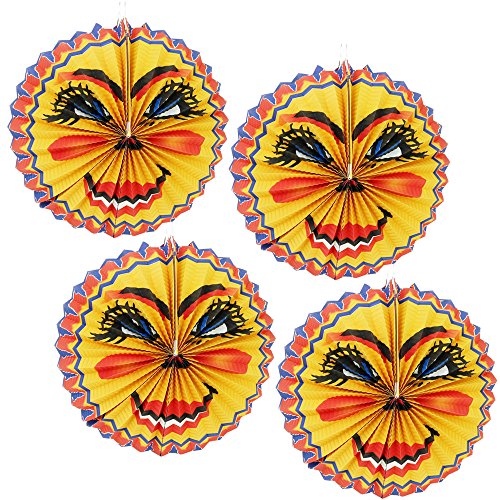 com-four® 4X Laterne mit Buntem Mond Motiv - Papierlaterne für Sankt Martin und Halloween - Martinslaterne für Kinder von com-four