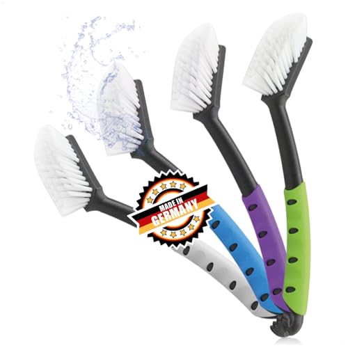com-four® 4X Spülbürste - Küchenbürste mit robusten Nylonborsten - Geschirrbürste 29 cm Länge - Abwaschbürste aus Kunststoff - Lange Pfannenbürste - Made IN Germany (4 Stück - grün/weiß/Azur/Berry) von com-four