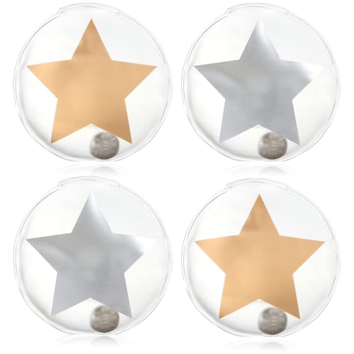 com-four® 4X Taschenwärmer wiederverwendbar - Handwärmer mit Stern Motiv - Wärmepad für kalte Tage und für unterwegs - Wärmeknickkissen (04 Stück - großer Stern Transparent) von com-four