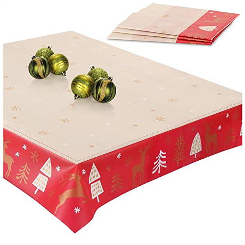 com-four® 4X Tischdecke mit Weihnachtsmotiv - Tischtuch abwischbar ca. 80 x 80 cm - weihnachtliches Mitteldecken-Set - Festliche Tafelwäsche für Adventskranz, Pyramide (4 Stück - X-Mas Design 1) von com-four