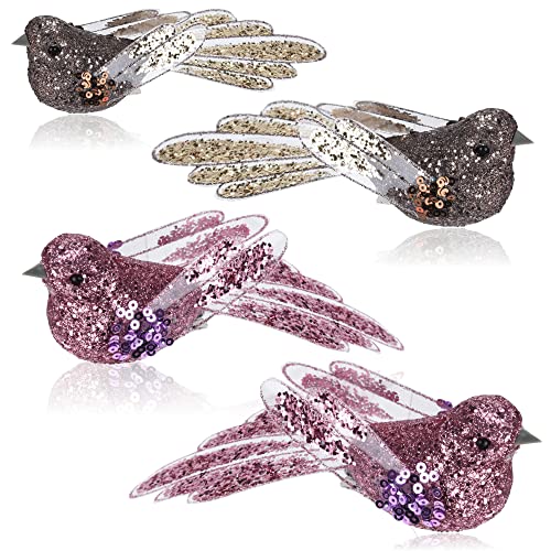 com-four® 4X Weihnachtsbaumschmuck Deko Vogel - Vögelchen mit Pailletten für Weihnachtsbaum-Deko - Kunststoff Vögel mit Clip für Weihnachten von com-four