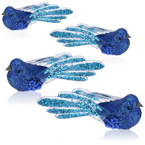 com-four® 4X Weihnachtsbaumschmuck Deko Vogel - Vögelchen mit Pailletten für Weihnachtsbaum-Deko - Kunststoff Vögel mit Clip für Weihnachten von com-four