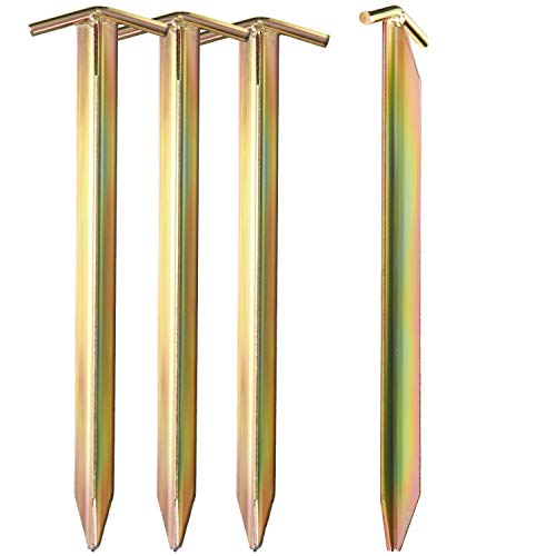 com-four® 4X Zelt-Heringe aus Stahl - Lange und robuste Erdnägel mit T-Profil für Camping und Outdoor - ideal für normalen und harten Boden von com-four