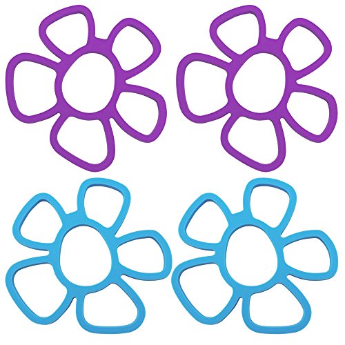 COM-FOUR® 4er Set Silikonuntersetzer in trendigen Farben, lila und blau, Blume (4er Set) von com-four