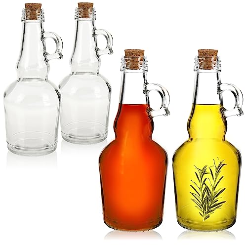 com-four® 4x Glaskaraffe - Glasbehälter für Essig und Öl - Flaschen zum Befüllen mit Korkenverschluss - Glasflasche (4 Stück - glasklar) von COM-FOUR