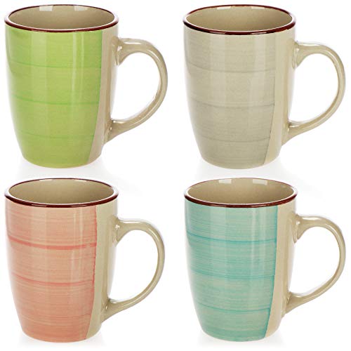 com-four® 4x Kaffeebecher aus Keramik - Kaffee-Tasse in modernem Design - Kaffeepott für Kalt- und Heißgetränke - 260 ml von com-four