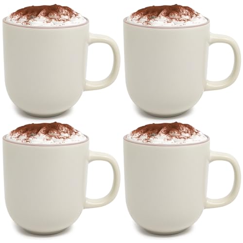 com-four® 4x Kaffeetasse XL - Kaffeebecher groß, im zeitlosen Design - 500 ml Kaffeepott - Jumbotasse mit Henkel für Heißgetränke, Kakao, Tee, Glühwein - spülmaschinengeeignet von com-four