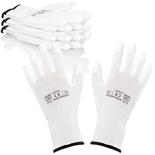 com-four® 4x Paar Schutzhandschuhe für Arbeit und Garten - Weiße Arbeitshandschuhe Gr. XL - Handschuhe nach DIN EN 338 für Maler, Mechaniker, Monteure und Heimwerker von com-four
