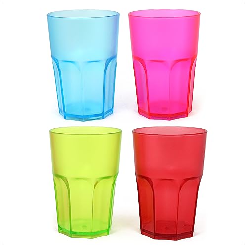 com-four® 4x Stabile Mehrweg Trinkbecher in bunten Farben, praktische Mehrweg- Becher, stapelbar, 400 ml [Auswahl variiert] von com-four