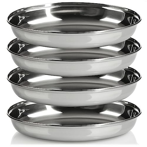 com-four® 4x ovale Schale - Serviergeschirr aus Metall für Mezze oder Antipasti - Schalen als Ablage - Glänzende Dekoschale zum Präsentieren von Obst und Snacks (4x 26 cm) von com-four