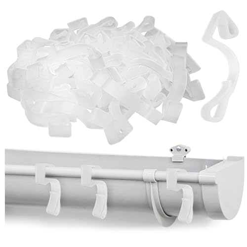 com-four® 50x Dachrinnenhaken für Lichterketten - Regenrinnen-Haken aus Kunststoff - Befestigung für Weihnachtsaußenbeleuchtung - Lichterkettenhalterung von com-four