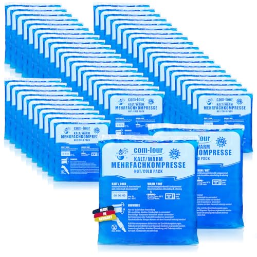 com-four® 50x Mehrfach-Kompressen 14 x 13 cm für Warm und Kaltkompressen, Kühlpads - Kühlpack mikrowellengeeignet - Made in Germany (50 Stück - mittel) von com-four