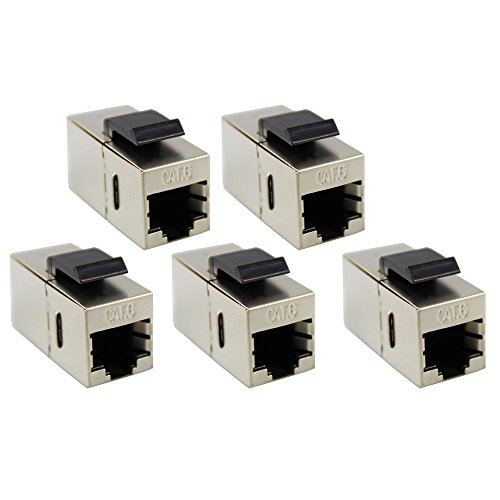 com-four® 5X Ethernet CAT 6 LAN Modular-Kupplung Adapter von Buchse RJ45 auf Buchse RJ45 - Patchkabel-Kupplung - LAN-Verbinder mit Metallgehäuse - bis zu 250MHz von com-four