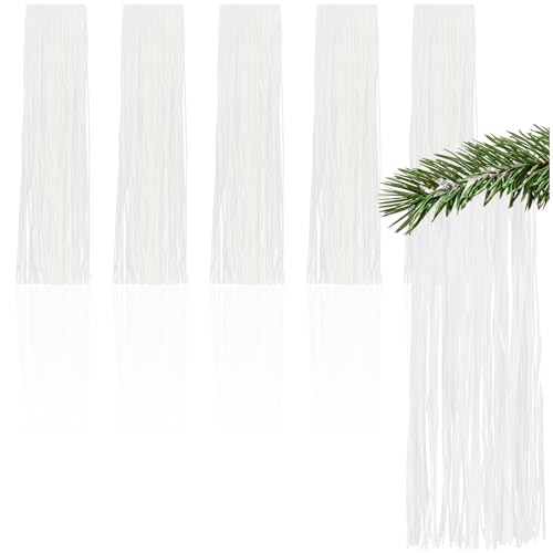 com-four® 5X Lametta - weiße Lametta Girlande für Weihnachten - Christbaumschmuck für den Tannenbaum - Lametta-Vorhang mit glatten Fäden (weiß - 05 Stück) von com-four