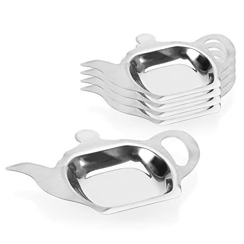 com-four® 5X Teebeutelablage aus Metall, Teebeutelhalter in Teekannen-Optik, ideal zum Servieren, ca. 13 x 9,5 x 1,1 cm (05 Stück) von com-four