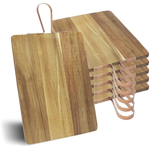 com-four® 5x Schneidebrett aus Akazienholz mit Griff - Holzbrett - Schneidbrett Holz - Küchenbrett - Holzschneidebrett 32 x 25 cm (5 Stück - 32x25cm - Akazienholz) von com-four