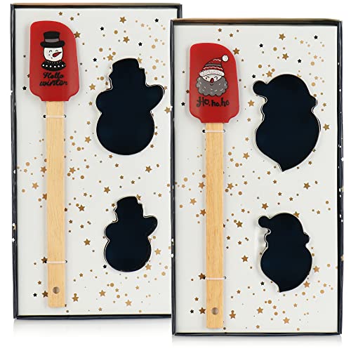 com-four® 6-teiliges Backset rot - Plätzchenform und Teigschaber mit weihnachtlichen Motiven - Keksausstecher für Weihnachten - Teig-Spatel [Auswahl variiert] (6-teilig - rot) von com-four