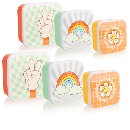 com-four® 6-teiliges Frischhalte-Dosen Set mit Deckel - kleine quadratische Gefrierdosen - Aufschnittboxen in 3 Größen - Vorratsdosen für Camping, Picknick und auf Reisen (6 Stück - Fun-Mix) von com-four