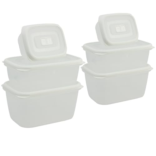 com-four® 6-teiliges Vorratsdosen-Set aus Kunststoff, quadratisch mit Deckel, in 3 verschiedenen Größen für Camping oder Picknick - für Obst, Gemüse, Snack (06-teilig - weiß) von com-four