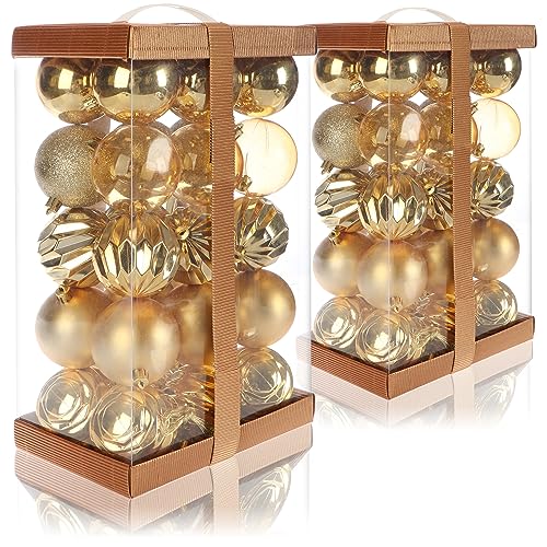 com-four® 60x Weihnachtskugel - Christbaumkugeln 7 cm - aus bruchsicherem Kunststoff für Weihnachten - Baumschmuck für den Christbaum - Christbaumschmuck von com-four