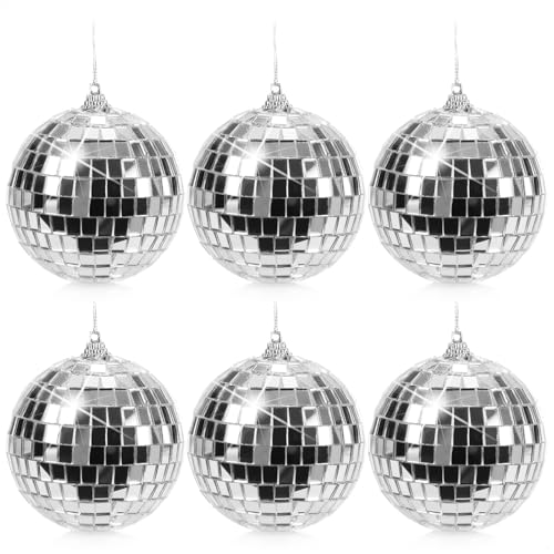 com-four® 6X Discokugel - Spiegelkugel zum Aufhängen - Disco Ball für Party - Partykugel für Silvester, Geburtstag, Mottoparty, Weihnachten oder Halloween - Ø 8 cm (Ø 8cm) von com-four