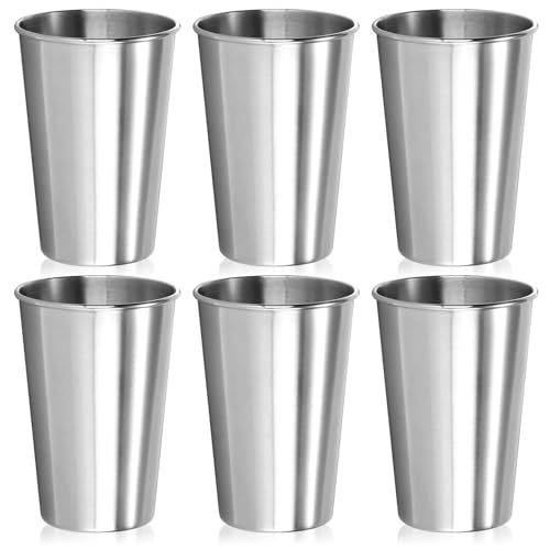 com-four® 6X Edelstahl-Trinkbecher XL - Becher aus Edelstahl 304 - Campingbecher 450 ml - Leichter Reisebecher bruchsicher und BPA-frei von com-four
