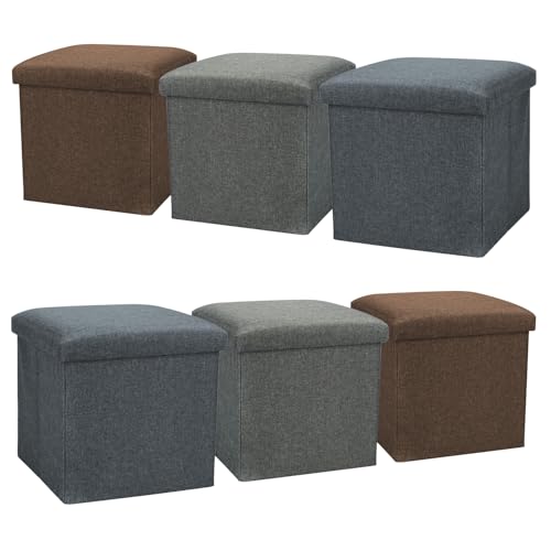 com-four® 6X Faltbarer Hocker - Sitzhocker mit Stauraum - Aufbewahrungsbox zum Sitzen - 40 L von com-four