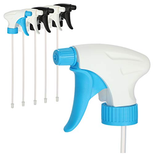 com-four® 6X Sprühaufsatz für Sprühflaschen - Sprühkopf in DREI Farben - Sprüher mit 28/400 Gewinde (blau + weiß + schwarz) von com-four
