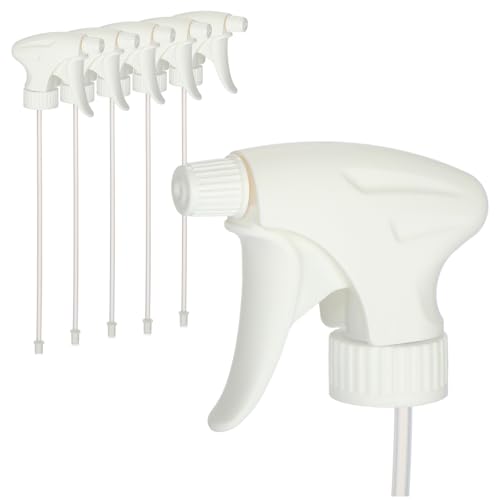 com-four® 6X Sprühkopf für Sprühflaschen - Universal Sprühaufsatz mit 1,30 ml Hub und Verstellbarer Düse – Kompatibel mit Flaschen mit 28/400 Gewinde (weiß) von com-four