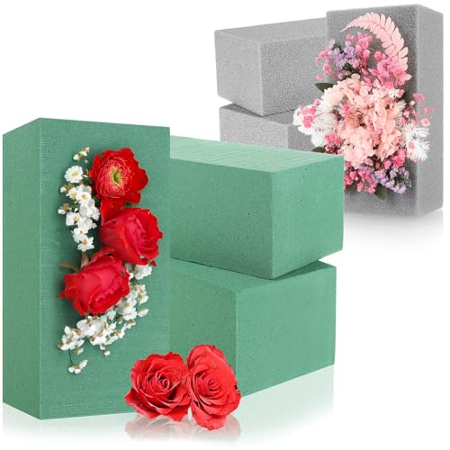 com-four® 6X Steckmasse für Blumengestecke - Steckschaum für Frischblumen und Trockenblumen - Steckschwamm zum Basteln für Feiern, Hochzeit und Geburtstag von com-four