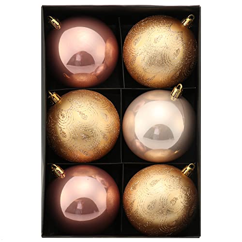 com-four® 6X Weihnachtskugel - Christbaumkugeln aus bruchsicherem Kunststoff für Weihnachten - Baumschmuck für den Christbaum - Christbaumschmuck Ø 8 cm (06 Stück - Pretty) von com-four